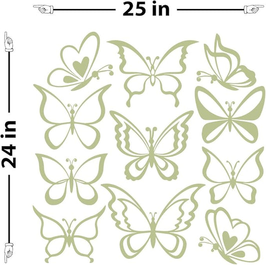 The Decal Guru Butterfly Wall Art Vinyl Stickers DIY Nursery or Girls Room Decor Peel and Stick Butterflies Decals (Celadon, 24x25 inches)