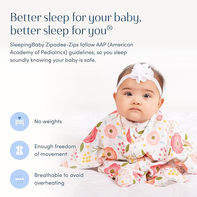 SleepingBaby Zipadee-Zip Transition Swaddle - Cozy Baby Swaddle Blanket with Zipper Convenience - Roomy Wearable Blanket for Easy Diaper Changes - Pretty Poppy, Small (4-8 Month) - 2 Pack