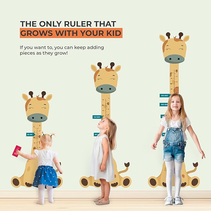 Matilda The Giraffe - Wooden Growth Chart for Kids | Wall Height Chart for Children | Cute Wall Ruler for Kids | Track Height Measurement Up to 4ft | Easy to Install, No Tools Needed