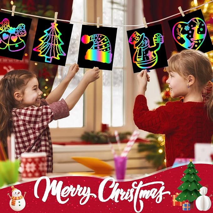 ZMLM Scratch Paper Art Set: 100Pcs Magic Drawing Art Craft Kid Scratch Paper Supplies Toddler Preschool Learning Toys for Age 3 4 5 6 7 8 Girls Boys Birthday Activities Party Favors