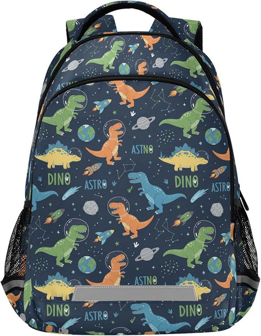MNSRUU School Backpack with Chest Strap, Cute Funny Dinosaurs Laptop Backpack, Travel Hiking Backpack for Boys Girls, Rucksack, Knapsack One Size