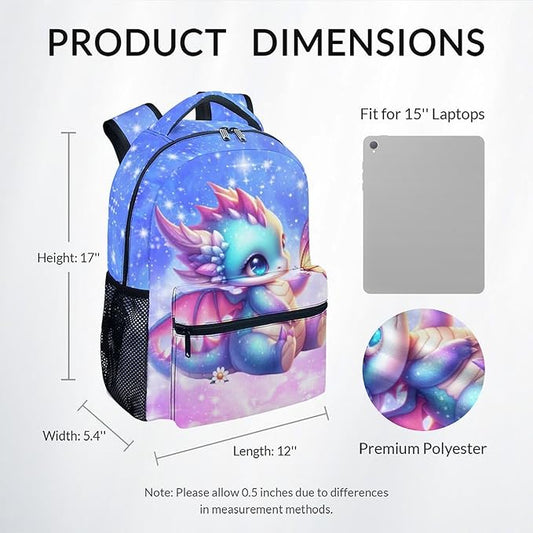 Kids School Backpack - Dragon Backpacks for Girls - Bookbag Gifts for Daughter - School Bag for Kindergarten/Preschool/Elementary(17 Inch)
