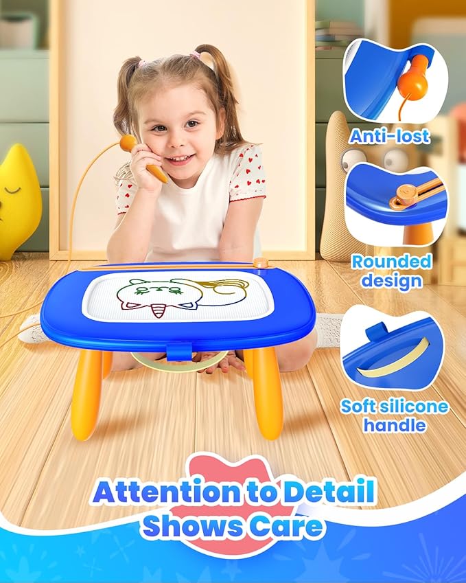 Seimome Toddlers Toys Ages 1-3, Magnetic Drawing Board, Doodle Board Pad Learning and Educational Toys for 18 Months Baby, 1-3 Yr Kids Birthday Gifts - Dark Blue