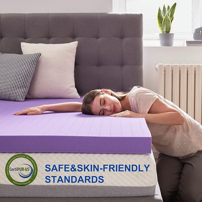 SINWEEK 3 Inch Gel Memory Foam Mattress Topper Ventilated Soft Pressure Relieve Mattress Pad, Breathable Bed Topper, CertiPUR-US Certified, Queen Size