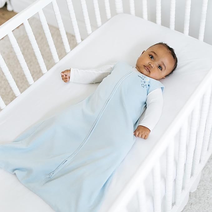 HALO SleepSack, 100% Cotton Wearable Blanket, Swaddle Transition Sleeping Bag, TOG 0.5, Baby Blue, Small, 0-6 Months