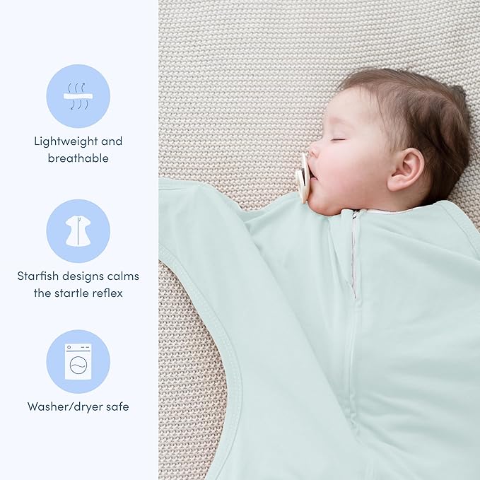 SleepingBaby Zipadee-Zip Transition Swaddle - Cozy Baby Swaddle Blanket with Zipper Convenience - Roomy Wearable Blanket for Easy Diaper Changes - Classic Mint, Large (12-24 Month) - 2 Pack