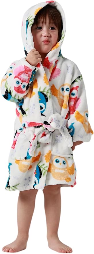 DELEY Girl's Robe Baby Boys Hoodie Robes Toddler Bathrobes for Kids Pajamas Sleepwear
