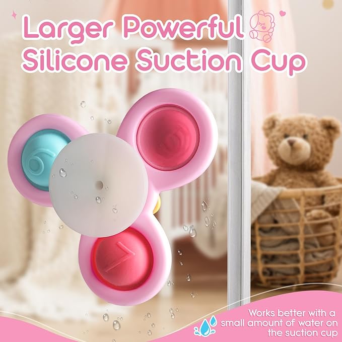 ALASOU 3PCS Pop Suction Cup Spinner Toys for 1 Year Old Boy Girl|Novelty Spinning Tops Toddler Stocking Stuffers|Baby Bath Toy for Kids Ages 1-3|1 Year Old Boy Christmas Birthday Gift for Infant