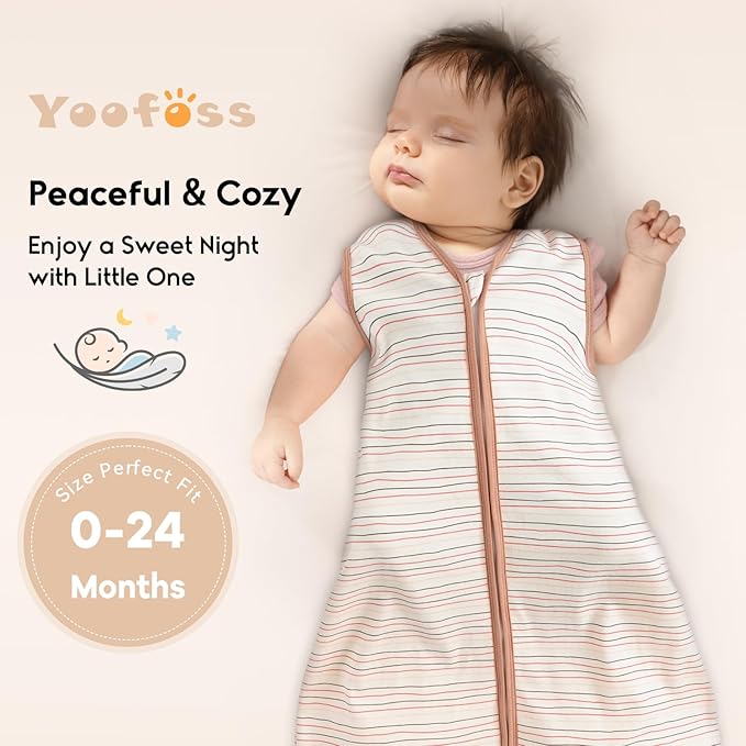Yoofoss Baby Sleep Sack 18-24 Months 0.5 Tog Wearable Blanket for Baby, 3 Pack 100% Organic Cotton Infant Toddler Sleeping Sack 2-Way Zipper Lightweight Sleep Sack