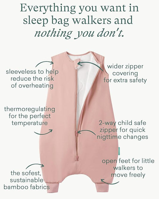 PurComfy Supersoft Toddler Sleep Sack with Feet 1.0 TOG Premium Bamboo Viscose Sleep Bag Walker with Legs 12-18-24-2t-4t-5t