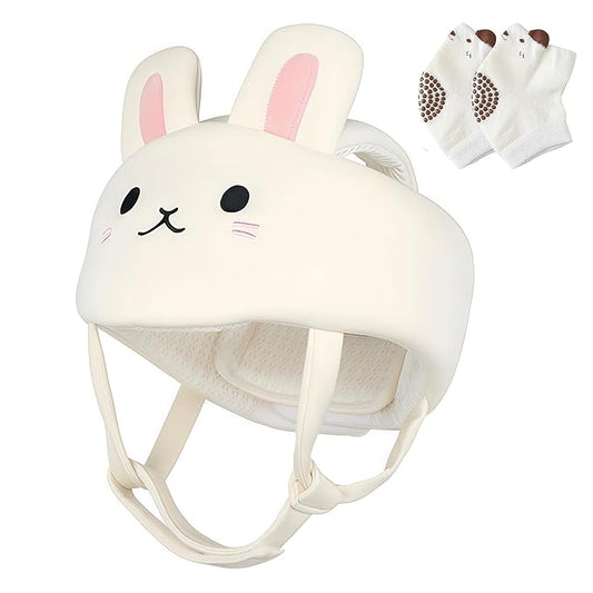 Baby Helmet for Crawling Walking – Soft and Lightweight Baby Head Protector with Adjustable Straps, 360° Protection for Toddlers, Cute Bunny Ears Design, Perfect Baby Fall Back Head Protector