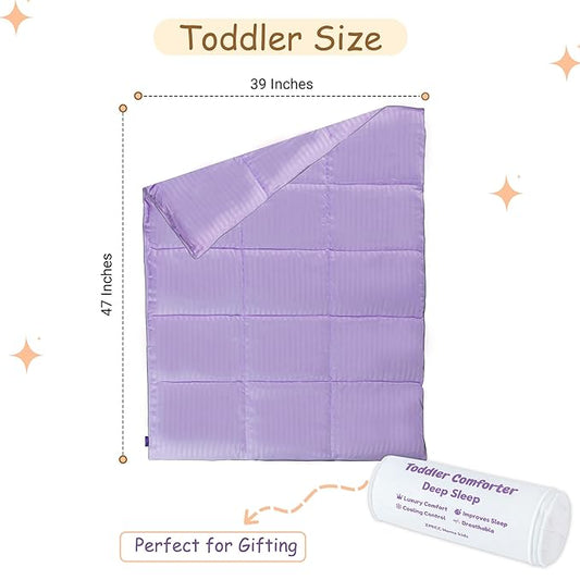 ZPECC Toddler Down Alternative Comforter, 39x47 Hypoallergenic Baby Blanket Quilt, Soft Breathable Lightweight All Season Kids Duvet Insert for Crib Stroller Cot Daycare, Purple Stripe