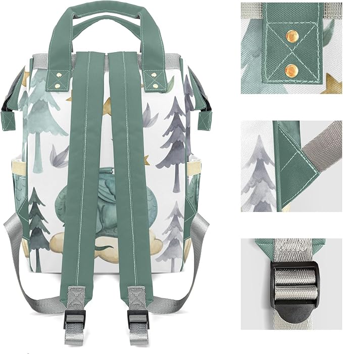 Personalized Cute Dragon Watercolor Custom with Name Diaper Bag Backpack For Baby Boy Girl Dad Mom Unisex for Adult Daypack Holiday Gift