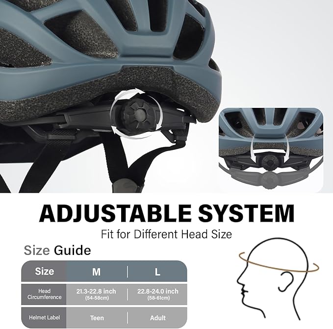 Youth Adult Road Bike Helmet, Men Women Adjustable Mountain Bicycle Helmet with Detachable Visor, 2 Sizes for Age 8-14+ Youth, Kids, Adult