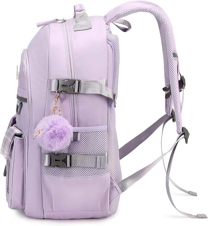 KIDNUO Backpack for Girls, 15.6 Inch Laptop School Bag Kids Kindergarten Elementary College Backpacks Large Bookbags for Teen Girl Women Students Casual Travel Daypacks (Purple)