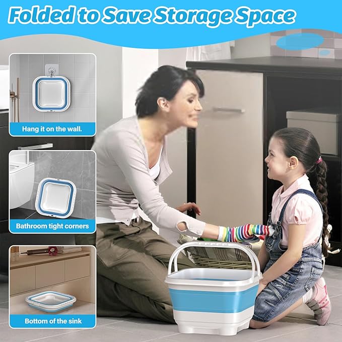 Anivia Foldable-Bath-Toy-Storage-Organizer, Bath Toy Holder with Removable Base, Quick-Drain-Drying Bathtub Toy Storage, Basket Bathroom Shower Toys Holder for Kids (Blue)