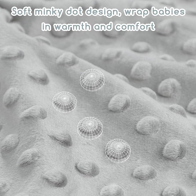 Baby Blankets for Girls, Toddler Newborn Blanket Double Layer with Dotted Backing Crib Receiving Blanket for Toddler Nursery Bed Blanket, Grey Checkered, 30x40 Inches
