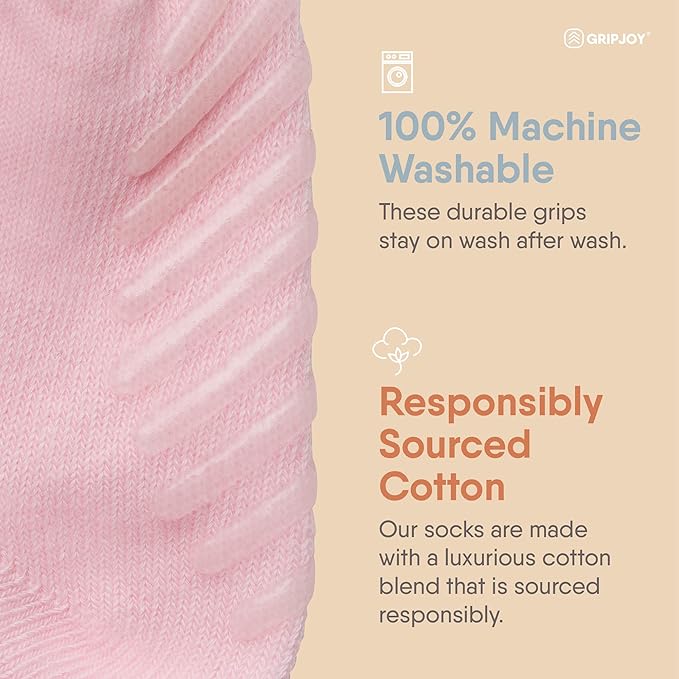 Gripjoy Toddler Socks with Grippers, Non-Slip for Kids, Enhanced Stability, Comfortable Cotton - 4 Pairs