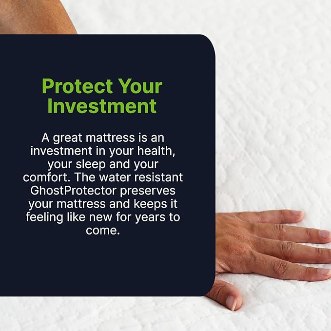GhostBed Water Resistant Mattress Protector Cover - Noiseless, Lightweight, Breathable and Plastic-Free - Full White