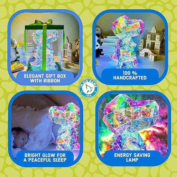 In His Name LED Dinosaur Night Light for Boys and Girls Dinosaur Lamp Premium Trex Nightlight for Kids & Bedside Dino Night Light for Unique Light Gifts Room Decor Spring Summer