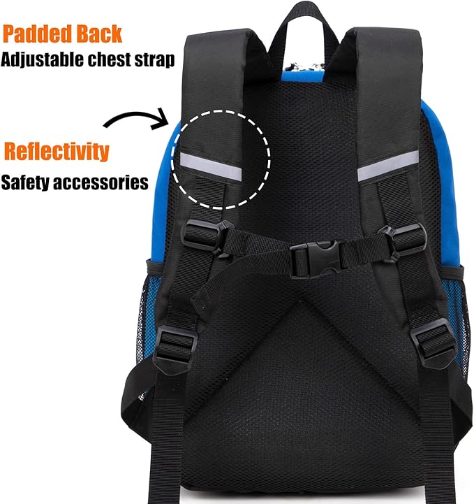 HawLander Little Kids Backpack for Boys or Girls, Toddler School Bag Fits 3 to 6 years old, Blue 02, 15 Inch