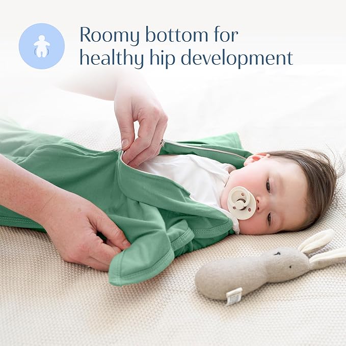 SleepingBaby Zipadee-Zip Transition Swaddle - Cozy Baby Swaddle Blanket with Zipper Convenience - Roomy Wearable Blanket for Easy Diaper Changes - Basil, Medium (6-12 Month) - 2 Pack