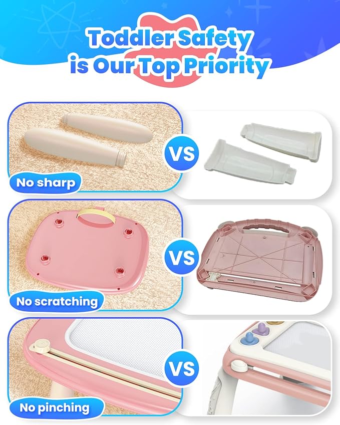 Seimome Magnetic Drawing Board, Toddler Girl Toys for 1-3 Year Old, Doodle Board Learning and Educational Kids Toys for 1 2 3 Year Old Baby Birthday GIF- Pink