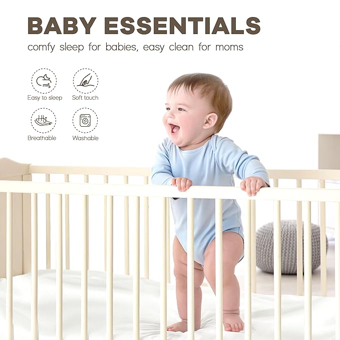 Pro Goleem 2 Pack Satin Soft Crib Sheet Great for Baby with Sensitive Hair Silky Baby Sheet White and Gray Unisex 52’’x28’’x8’’ Fitted Sheets