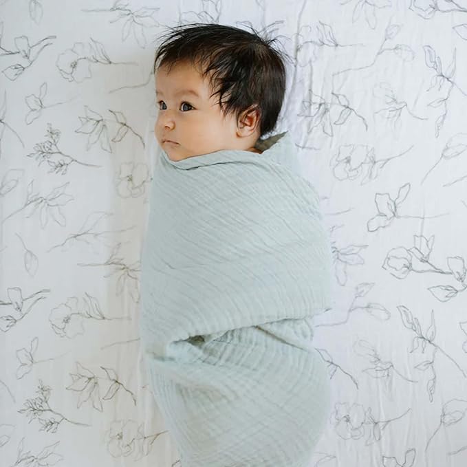 Little Unicorn 100% Natural Organic Cotton Muslin Crib Sheets | Breathable, Naturally Soft Fabric (Pencil Floral)
