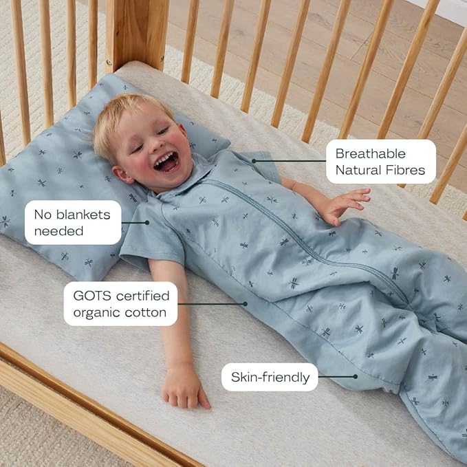 ergoPouch Sleep Suit Bag 1.0 TOG – Baby Sleep Sack & Wearable Blanket, 2-in-1 Convertible Sack to Suit with Legs for Safe Movement, Regulates Temperature Overnight, Unisex (8-24 Months, Dragonflies)