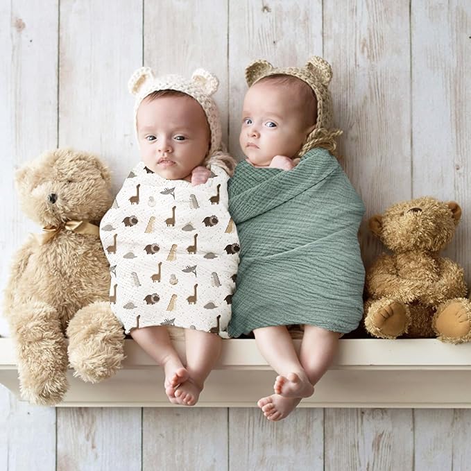 lulumoon Baby Muslin Swaddle Blankets: Soft Receiving Blanket for Newborn - Cotton Swaddling Blanket for Neutral 2Pack