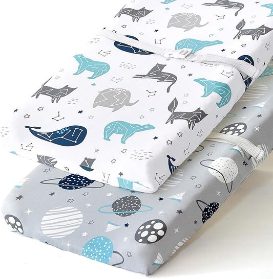 BROLEX Changing Pad Covers for Baby: Boy Girls Ultra Stretchy Soft 2 Pack Space Planet