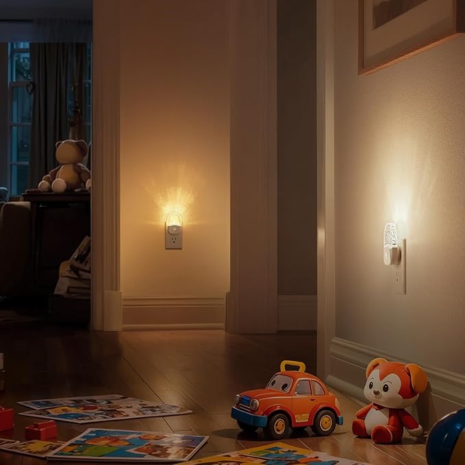 DORESshop Night Lights Plug Into Wall [2 Pack] 3CCT LED Night Light with Dusk to Dawn Sensor, Plug in Nightlight for Kids, Bathroom, Bedroom, Nursery Room (Amber-3000K-5000K)