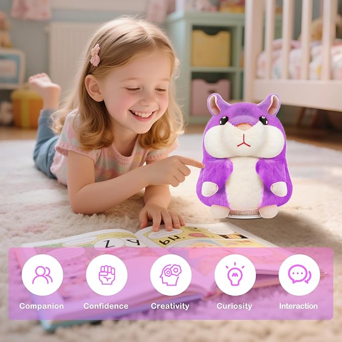 Kids Toddler Toys for Ages 2-4, Talking Hamster Repeats What You Say, Interactive Plush Repeating Toy for 2 3 4 5 6 8 Year Old Boy Girl Birthday Gift (Purple)