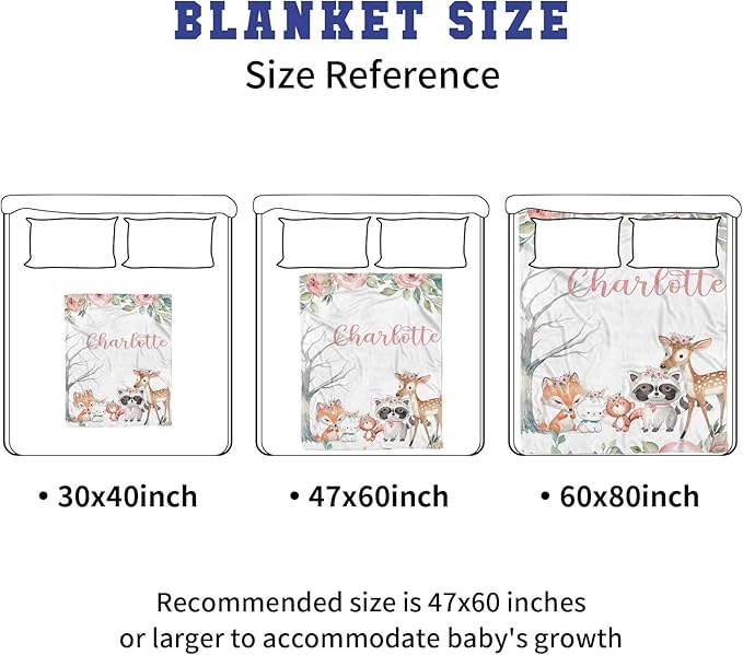 Animal Family Theme Personalized Crib Bedding Set - 2 Piece Custom Name Crib Set with Blanket and Crib Sheet for Infant, Crib Set for Newborns Infant, Comfort and Cozy