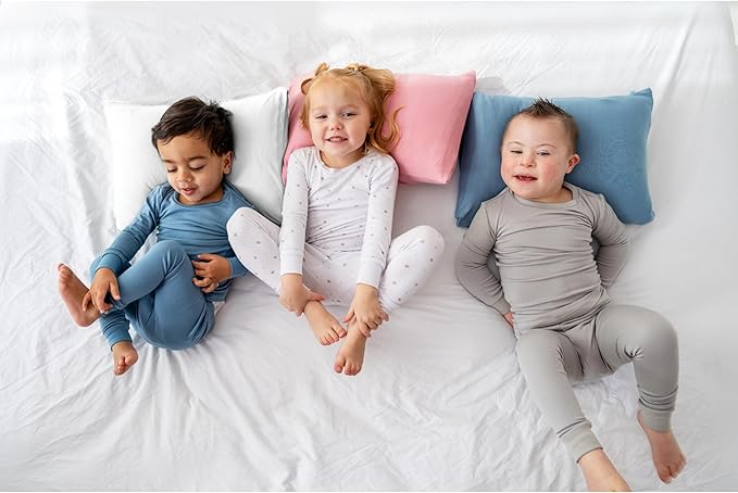 Dreamland Baby Premium Toddler Pillow and Ocean Blue Pillowcase, 13 x 18. Machine Washable, Ergonomic Kids Pillow + Ultra Soft Viscose Pillowcase. Mom-Owned US Business, Premium Materials