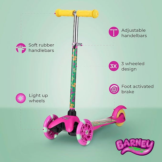 Self Balancing Kick Scooter with Light Up Wheels, Extra Wide Deck, 3 Wheel Platform, Foot Activated Brake, 75 lbs Limit, Kids & Toddlers Girls or Boys, for Ages 3 and Up