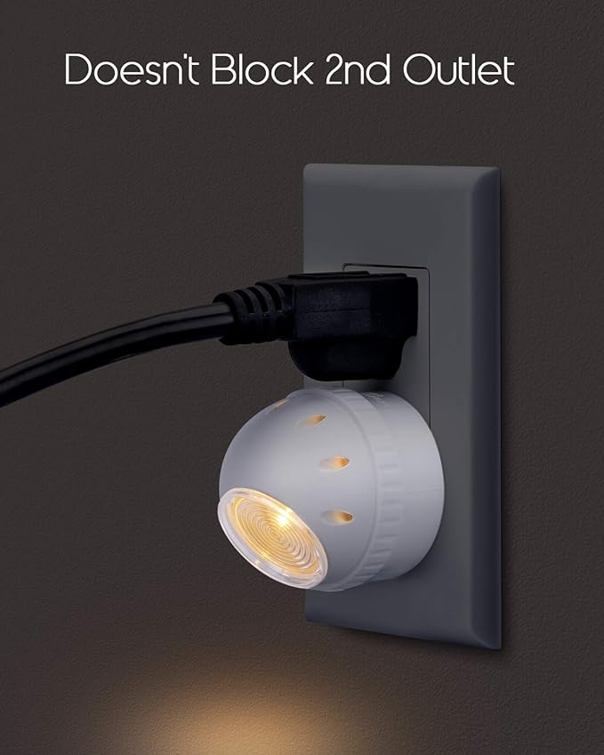 Emotionlite Plug-in Night Lights, Warm White LED Nightlight, 360° Rotation, Dusk to Dawn Sensor, Kids, Adult, Bedroom, Hallway, Bathroom,Kitchen, Stairways, Corridor, 4 Pack