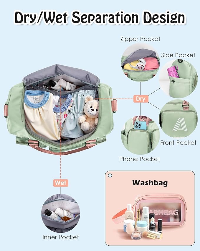 Elilier Duffle Bag, Initial Travel Duffel Gym Bag for Girls, Kids Sports Weekender Overnight Dance Bag, Monogram Gifts for 8 9 10 11 12 13 14 15 16 17 18 Year Old Girls