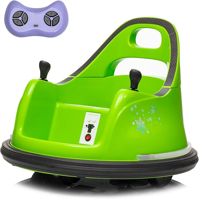 12V Electric Ride On Bumper Car, Baby Bumping Toy Car Gifts - Electric Vehicle W/Remote Control, Music, Bright LED Lights and 360 Degree Spin for 1.5-6 Years Old Toddlers, Green