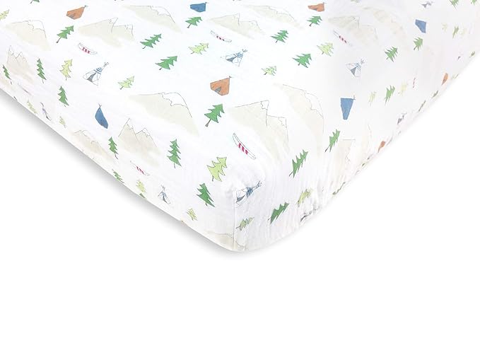 Amazing Baby Cotton Muslin Fitted Crib Sheet, Outdoor Adventure