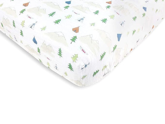 Amazing Baby Cotton Muslin Fitted Crib Sheet, Outdoor Adventure