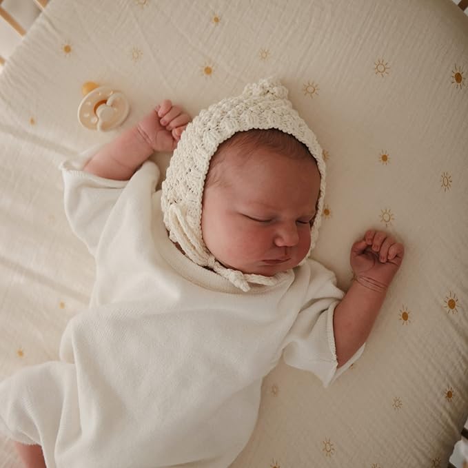 mushie Extra Soft Muslin Fitted MINI Crib Sheet | 24"x 38" (Sun)