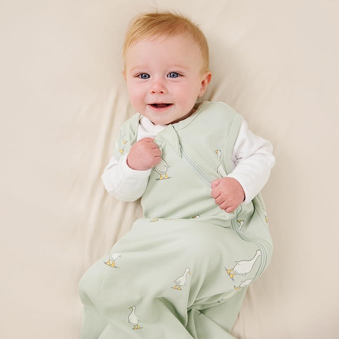 Ecolino Organic Cotton Baby Sleep Sack - 2-Way Zipper Baby Wearable Blanket - Infant Sleeping Bag Sack - 6-18 Months - Goose