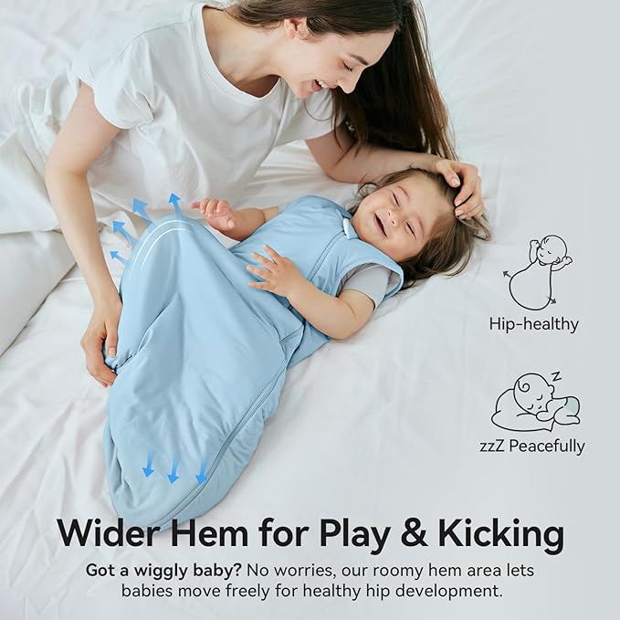 Rayon Made from Bamboo Sleep Sack 0-6 Months 2.5 Tog Winter Supersoft Infant Newborn Sleep Sack 0-3M Thick Warm Baby Sleeping Bag 3-6 Months 2-Way Zipper Baby Wearable Blanket