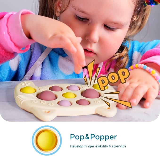 LiKee Fidget Popper Sensory Baby Toys for 10+ Months, Christmas Stocking Stuffers Push and Popping Busy Board, Montessori Toys for 1+ Years Old, Airplane Car Travel Toy for Toddlers 1-3 Stress Relief