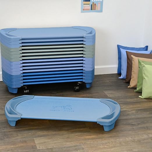 Angeles Space Line Single Cot, Toddler, 42.5" Height, 22" Length, 5" Width, Wedgewood Blue