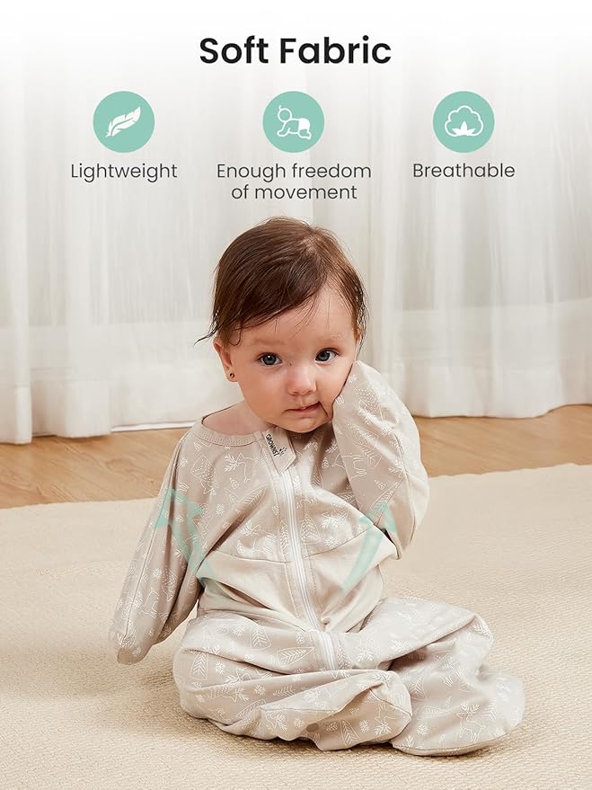 GROWNSY Transitional Swaddle Sleep Sack 3-6 Months, Starfish Design Baby Swaddle Sack, Dual-Zipper for Easy Diaper Changes, Proper Hip Development & Openable Foot Button, 12-20lbs, Deer