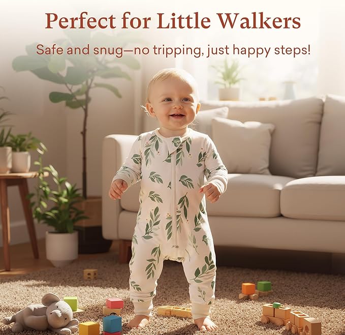 Baby 1.0 TOG Long Sleeve Sleep Suit with Legs, Premium Baby Swaddle Transition Sleep Sack, Newborn to 24 Months