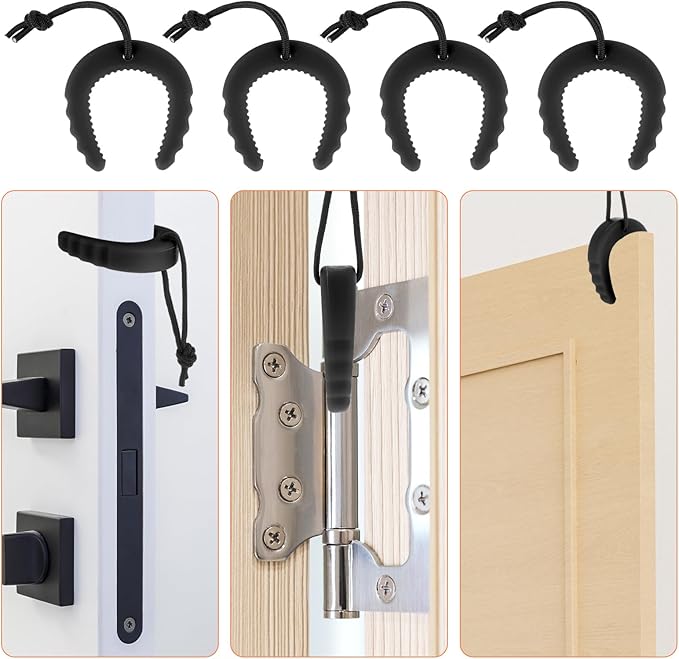 HJZHII 4 PCS First Responder Door Stop, Door Jam for Law Enforcement Door Pinch Guard from Closing Edge Door Finger Guards Security Emergency Police Door Stoppers Emergency Medical Services(Black)